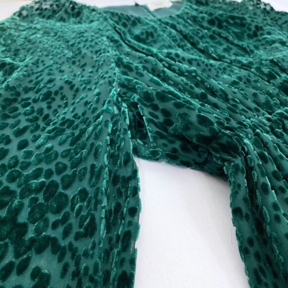 ALC KAREN FOREST GREEN EMERALD VELVET BURNOUT TUNIC TOP - M - Picture 9 of 10